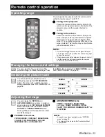 Предварительный просмотр 23 страницы Panasonic PT-AE3000E Operating Instructions Manual