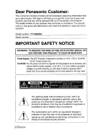 Preview for 2 page of Panasonic PT AE900U - LCD Projector - HD 720p Operating Manual