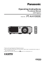 Preview for 1 page of Panasonic PT-AH1000E Operating Instructions Manual