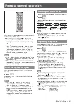 Preview for 31 page of Panasonic PT-AR100EA Operating Instructions Manual