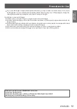 Preview for 13 page of Panasonic PT-CW230E Operating Instructions Manual