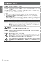 Preview for 2 page of Panasonic PT-CW230EA Operating Instructions Manual