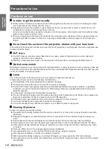 Preview for 14 page of Panasonic PT-CW230U Operating Instructions Manual