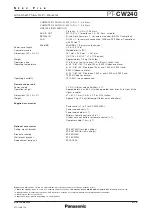 Preview for 3 page of Panasonic PT-CW240 Specifications