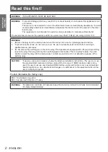 Preview for 2 page of Panasonic PT-CW240E Operating Instructions Manual