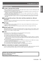 Preview for 13 page of Panasonic PT-CW240E Operating Instructions Manual