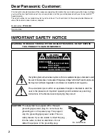 Предварительный просмотр 2 страницы Panasonic PT-D3500U Series Operating Instructions Manual