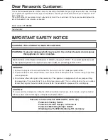 Preview for 2 page of Panasonic PT-D4000E Operating Instructions Manual