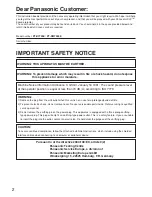 Preview for 2 page of Panasonic PT-D7000E Operating Instructions Manual