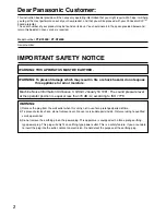 Preview for 2 page of Panasonic PT-D7500E Operating Instructions Manual