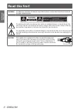 Preview for 2 page of Panasonic PT-DS20KE Operating Instructions Manual