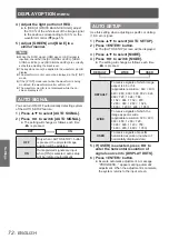 Предварительный просмотр 72 страницы Panasonic PT-DW105XEA Operating Instructions (Functional Manual)