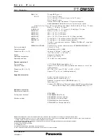 Предварительный просмотр 3 страницы Panasonic PT-DW530 Spec File