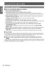 Preview for 12 page of Panasonic PT-DW530U Operating Instructions Manual