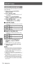 Preview for 74 page of Panasonic PT-DW530U Operating Instructions Manual