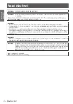 Preview for 2 page of Panasonic PT-DW730E Operating Instructions Manual