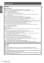 Preview for 6 page of Panasonic PT-DW730E Operating Instructions Manual