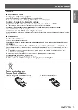 Preview for 7 page of Panasonic PT-DW730E Operating Instructions Manual