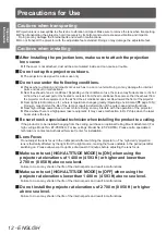 Preview for 12 page of Panasonic PT-DW730E Operating Instructions Manual