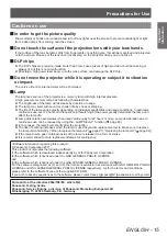 Preview for 15 page of Panasonic PT-DW730E Operating Instructions Manual