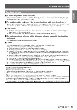 Preview for 15 page of Panasonic PT-DW730U Operating Instructions Manual