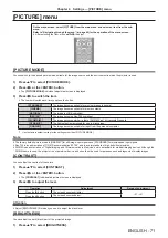 Предварительный просмотр 71 страницы Panasonic PT-DW830E Operating Instructions (Functional Manual)