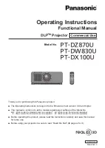 Preview for 1 page of Panasonic PT-DW830U Operating Instructions Manual