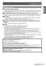 Предварительный просмотр 15 страницы Panasonic PT-DZ770 U Operating Instructions Manual