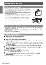 Preview for 12 page of Panasonic PT-EW530E Operating Instructions Manual