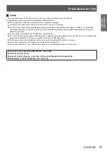 Preview for 15 page of Panasonic PT-EW530E Operating Instructions Manual