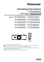 Preview for 1 page of Panasonic PT-EW530U Operating Instructions Manual