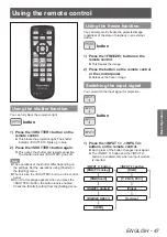 Предварительный просмотр 47 страницы Panasonic PT-EX12KE Operating Instructions Manual