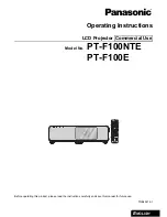 Preview for 1 page of Panasonic PT-F100E Operating Instructions Manual