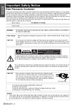 Preview for 2 page of Panasonic PT-F200 Series Operating Instructions Manual