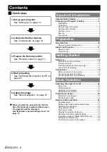 Preview for 4 page of Panasonic PT-F200 Series Operating Instructions Manual