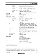 Предварительный просмотр 3 страницы Panasonic PT-FW300 Specifications