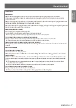 Preview for 7 page of Panasonic PT-FW430EA Operating Instructions Manual