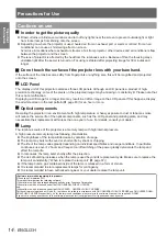 Preview for 14 page of Panasonic PT-FW430EA Operating Instructions Manual