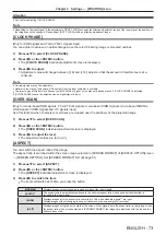 Preview for 73 page of Panasonic PT-FW530 Operating Instructions Manual