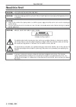 Предварительный просмотр 2 страницы Panasonic PT-JW130F Operating Instructions Manual