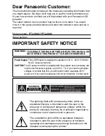 Preview for 2 page of Panasonic PT-L300 Operating Instructions Manual