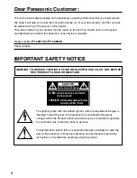 Preview for 2 page of Panasonic PT-L6510U Operating Instructions Manual