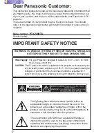 Preview for 2 page of Panasonic PT-L730NT Operating Instructions Manual