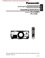 Предварительный просмотр 1 страницы Panasonic PT-L735E Operating Instructions Manual