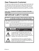 Предварительный просмотр 2 страницы Panasonic PT-LB10NTU - Mobile Proj XGA 2000 Lumens 4.9LBS Cross Platform Wrls Operating Instructions Manual