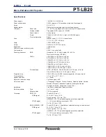 Preview for 2 page of Panasonic PT-LB20 Specifications