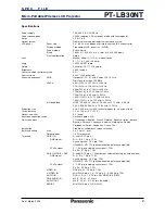 Preview for 2 page of Panasonic PT-LB30NT Specifications