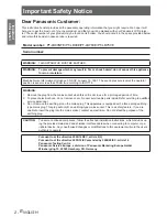 Preview for 2 page of Panasonic PT-LB75VE Operating Instructions Manual