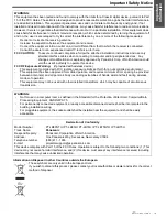 Preview for 3 page of Panasonic PT-LB78U - LCD Proj XGA 4:3 3000 Lumens Wrls 6.5LBS Operating Instructions Manual