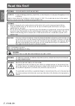 Preview for 2 page of Panasonic PT-LW25HE Operating Instructions Manual